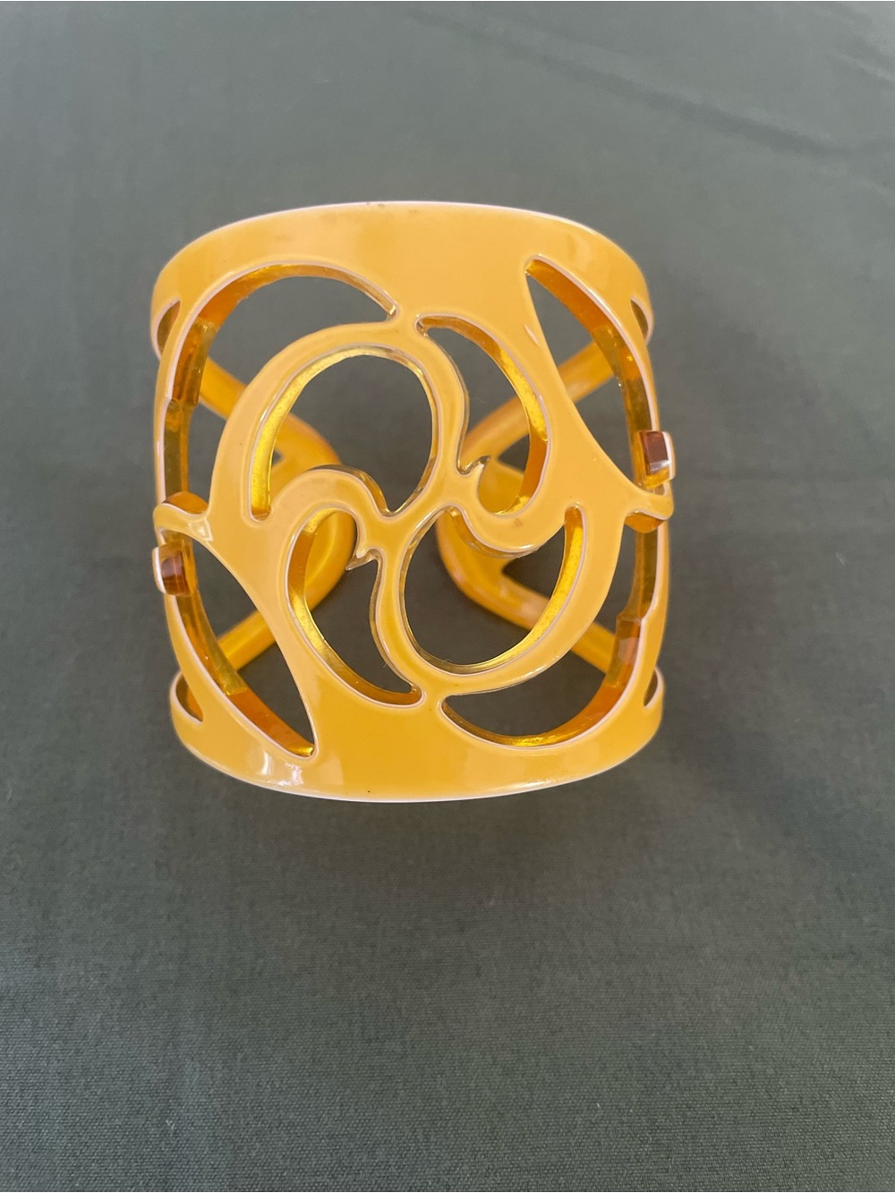 Yellow Cutout Resin Cuff Bracelet - Wide